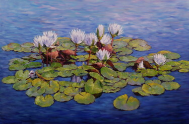 绘画 标题为“"LILIES"” 由Elena I Gennady Vylusk (Goshiki), 原创艺术品, 油 安装在木质担架架上