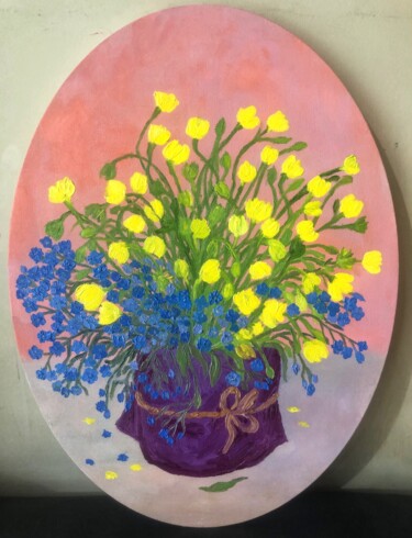 Forget me -nots Field flowers Painting 绘画 标题为“Forget me -nots Fie…” 由Marina Gorbachova, 原创艺术品, 油