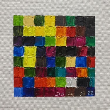 Painting titled "QUADRATA NR.77 | OR…" by Dietmar Meinhardt (MeinhardtART), Original Artwork, Oil Mounted on Cardboard