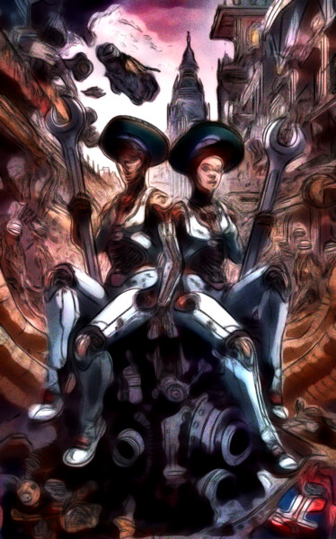 Arte digital titulada "La Espera Obrera" por Barroco Austral, Obra de arte original, Pintura Digital
