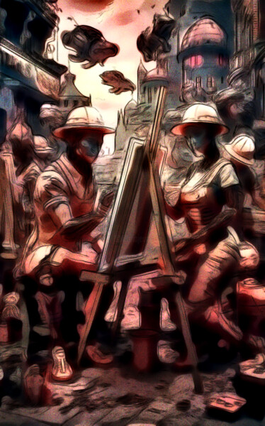 Arte digital titulada "sesión de caballetes" por Barroco Austral, Obra de arte original, Pintura Digital