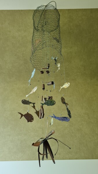Sculpture intitulée "deep-sea fish, deaf…" par Barbouilletto, Œuvre d'art originale, Métaux