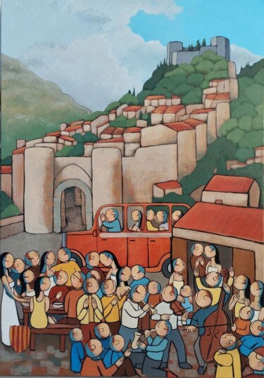 "Castelnou" başlıklı Tablo Jean-Christophe Pagès tarafından, Orijinal sanat, Akrilik Ahşap Sedye çerçevesi üzerine monte edi…