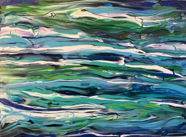 Painting titled "Reflets sur l'eau" by Lea Monnier Art, Original Artwork, Acrylic Mounted on Wood Stretcher frame