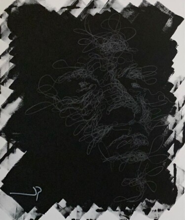 图画 标题为“2PK” 由Jean-Pierre Fontes, 原创艺术品, 铅笔 安装在木质担架架上
