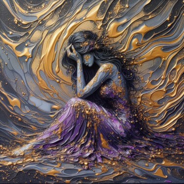 Digital Arts titled "Unveiling Shadows" by Abstract Bliss, Original Artwork, Digital Painting