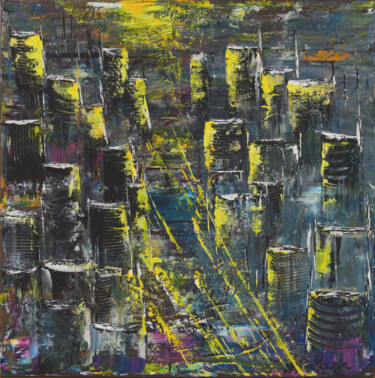 Schilderij getiteld "Aurore sur la Cité" door Anne Marie Palaze, Origineel Kunstwerk, Acryl