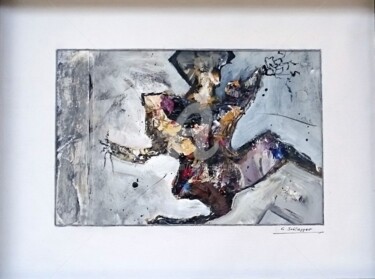 Harlekin Collage 30x40x4 J 2016 schw. Projekt- Glasrahmen Pa Collages titled "Harlekin Collage 30…" by Cäcilia Schlapper, Original Artwork, Acrylic Mounted on Cardboard