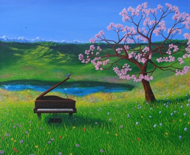 Piano sauvage 绘画 标题为“Piano sauvage” 由Samuel Hasenboehler, 原创艺术品, 丙烯 安装在木质担架架上