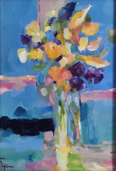 Peinture intitulée "Iris" par Myriam Delarue-Assan, Œuvre d'art originale, Acrylique Monté sur Châssis en bois