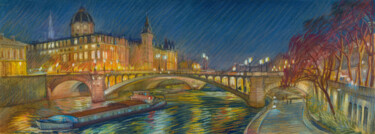 Paris #101 "Le Pont Notre-Dame" 18.01.2024 19h00 Ζωγραφική με τίτλο "Paris #101 "Le Pon…" από Konoko, Αυθεντικά έργα τέχνης, Μολύβι