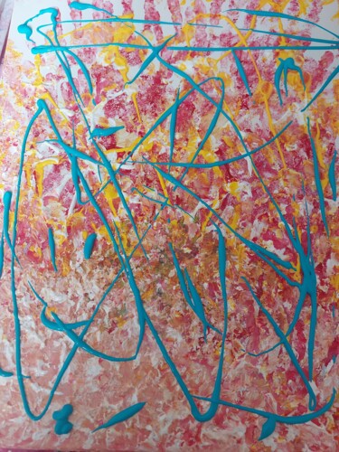Painting titled "galaxie rouge" by Narges Karimnia, Original Artwork, Acrylic