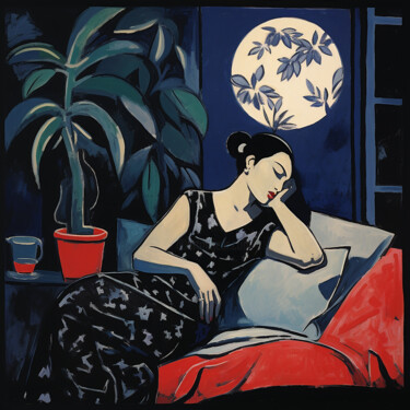 绘画 标题为“435 Full moon dream” 由Kosta Morr, 原创艺术品, 丙烯 安装在木质担架架上