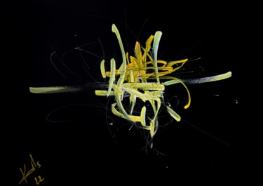 Dessin intitulée "yellow on black" par Karls, Œuvre d'art originale, Acrylique