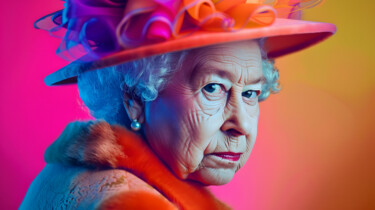 数字艺术 标题为“Queen Elisabeth II…” 由Florence Oulhiou, 原创艺术品, AI生成的图像