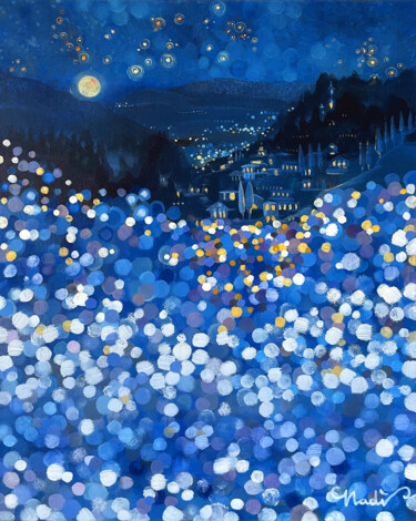 Almost Blue Pittura intitolato "Almost Blue" da Nadia Lysakowska, Opera d'arte originale, Acrilico Montato su Telaio per barella in legno
