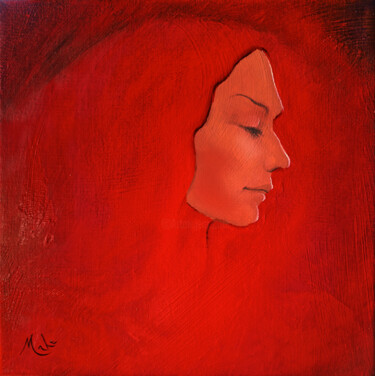 Schilderij getiteld "🔴La Dame Rouge 🔴The…" door Isabel Mahe, Origineel Kunstwerk, Olie Gemonteerd op Frame voor houten branc…