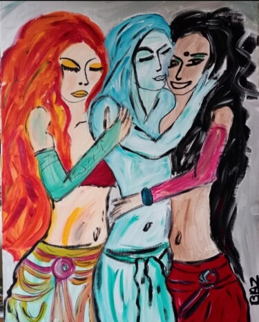Peinture intitulée "Trio" par Jennifer Bazile, Œuvre d'art originale, Acrylique Monté sur Châssis en bois