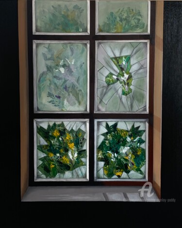 Peinture intitulée "Par delà des vitres…" par Paddy Manlay (Paddy), Œuvre d'art originale, Acrylique Monté sur Châssis en bo…