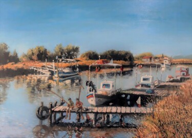 River fishing 绘画 标题为“River fishing” 由Giorgos Nicolaou (Gncl), 原创艺术品, 油 安装在木质担架架上