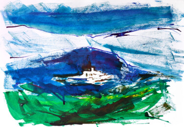 Village de Chateauneuf, Encre Dessin intitulée "Village de Chateaun…" par Alain Crousse (ACWATERCOLORS), Œuvre d'art originale, Encre