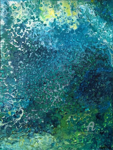 绘画 标题为“Go with the flow -…” 由Natalia Schaefer (NataliaS Art), 原创艺术品, 丙烯 安装在木质担架架上