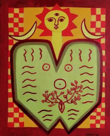 绘画 标题为“IDOLE SOLAIRE” 由Adele Mosonyi, 原创艺术品, 油 安装在木质担架架上