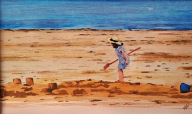 绘画 标题为“Fillette sur la pla…” 由Pascale Alloncle, 原创艺术品, 水彩