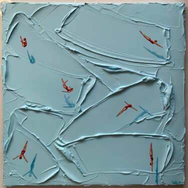 Painting titled "Swimmers" by Taty Ur, Original Artwork, Acrylic