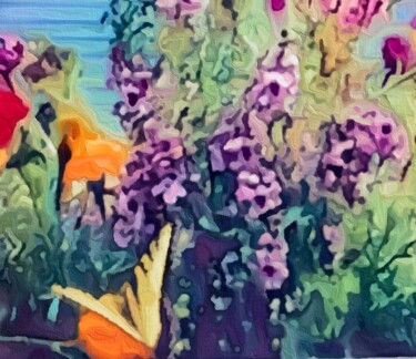 Photography titled "Window Box Visitor" by Elizabeth Austin, Original Artwork, Manipulated Photography