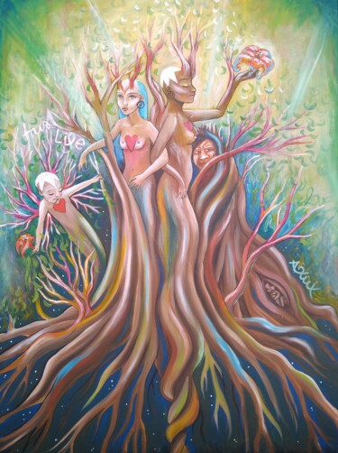 Painting titled "weiblicher Lebensba…" by Andrea Kux, Original Artwork, Acrylic