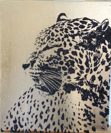 绘画 标题为“Leopard in gold” 由Anastasiya Kao, 原创艺术品, 丙烯