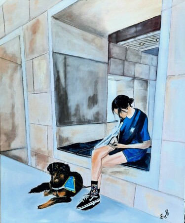 Painting titled "Oona à la National…" by Evelyne Beaurain, Original Artwork, Acrylic Mounted on Wood Stretcher frame