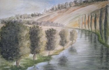 图画 标题为“Vallée de la Marne” 由Jean-Claude Bemben, 原创艺术品, 水彩