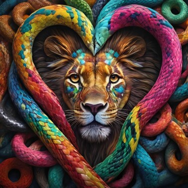 Arts numériques intitulée "Un Serpent amoureux…" par Karine Garelli (Reds Robin), Œuvre d'art originale, Image générée par l…
