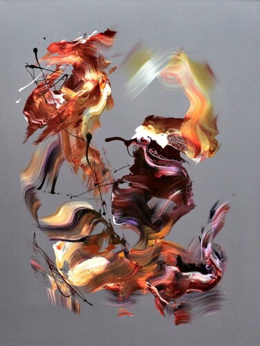 Painting titled "Tangerine Waltz" by Paresh Nrshinga F R S A, Original Artwork, Acrylic Mounted on Wood Stretcher frame