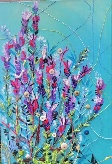 Painting titled "Lavandula stoechas" by Wankanok Nuchangphuak, Original Artwork, Acrylic