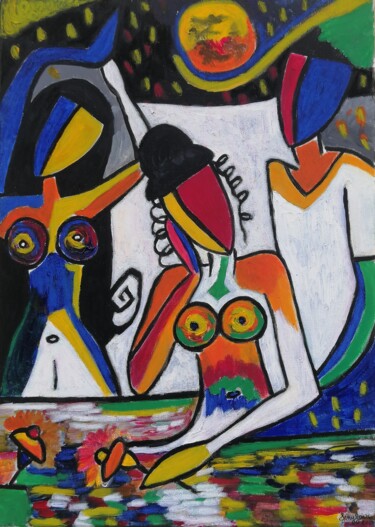 Ode a la couleur Painting titled "Ode a la couleur" by Jenyfair, Original Artwork, Acrylic Mounted on Wood Stretcher frame