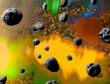 제목이 "Asteroids in the Ea…"인 디지털 아트 Brian W. Hall로, 원작, 2D 디지털 작업