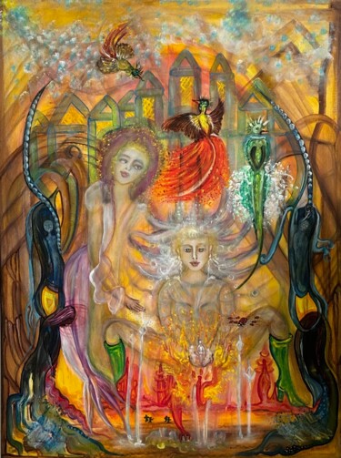 绘画 标题为“Das Tal der Riesen” 由Annemarie Stelzer, 原创艺术品, 彩画