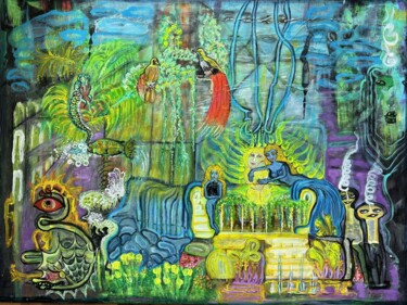 Pittura intitolato "Alien Love" da Annemarie Stelzer, Opera d'arte originale, Tempera