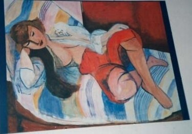Schilderij getiteld "l'odalisque" door Stephanie Labouré, Origineel Kunstwerk, Olie