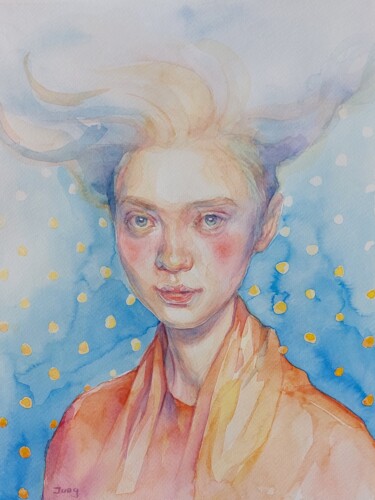 Painting titled "Featherlight" by Dunja Jung, Original Artwork, Watercolor
