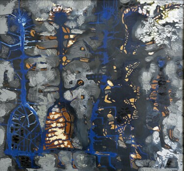 Painting titled "A four-person dance" by Stanislav Yushkov, Original Artwork, Encaustic Mounted on Wood Panel
