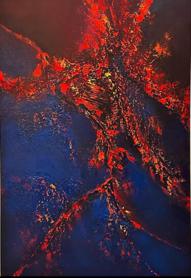Painting titled "Blazing Mountains" by Samruddhi Trivedi, Original Artwork, Acrylic Mounted on Wood Stretcher frame