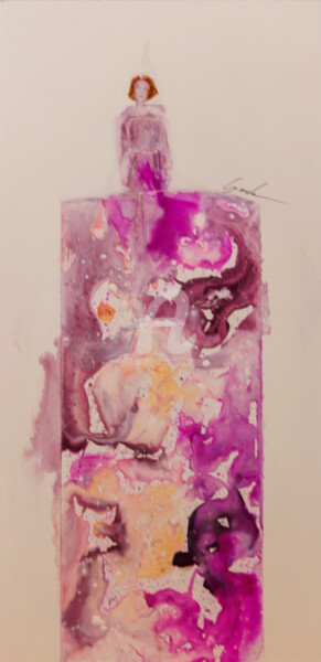 Painting titled "Eau de rose" by Cegede, Original Artwork, Ink