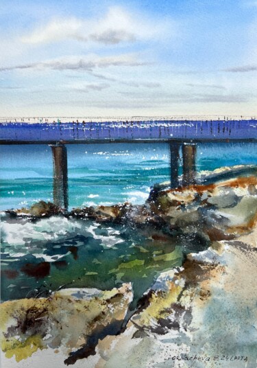 "Sea Coast Bridge #2" başlıklı Tablo Eugenia Gorbacheva tarafından, Orijinal sanat, Suluboya