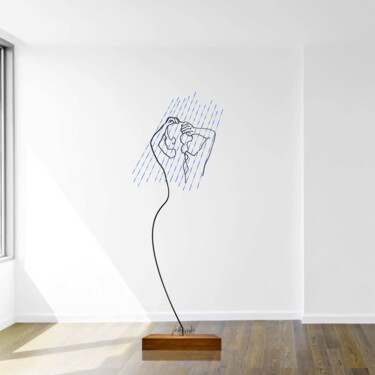 Sculptuur getiteld "Un filo bagnato" door Giancarlo Morandi, Origineel Kunstwerk, Draad
