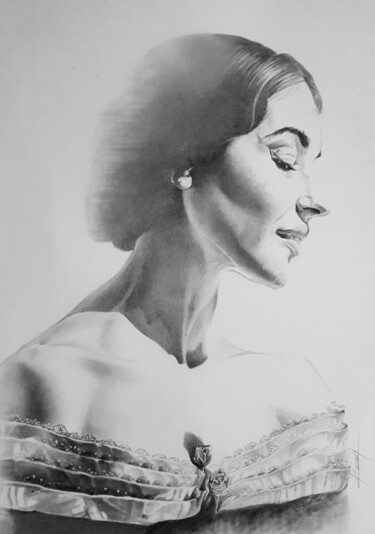 제목이 "Maria Callas"인 그림 Karine Villard로, 원작, 연필