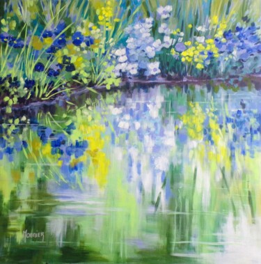 Peinture intitulée "Reflets au jardin d…" par Cathy Monnier, Œuvre d'art originale, Acrylique Monté sur artwork_cat.
